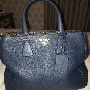 Authentic Prada Saffiano Blue Tote Bag
